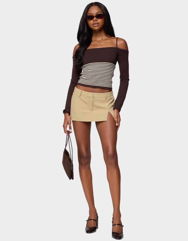 EDIKTED Darya Striped Off Shoulder Knit Top image number 4