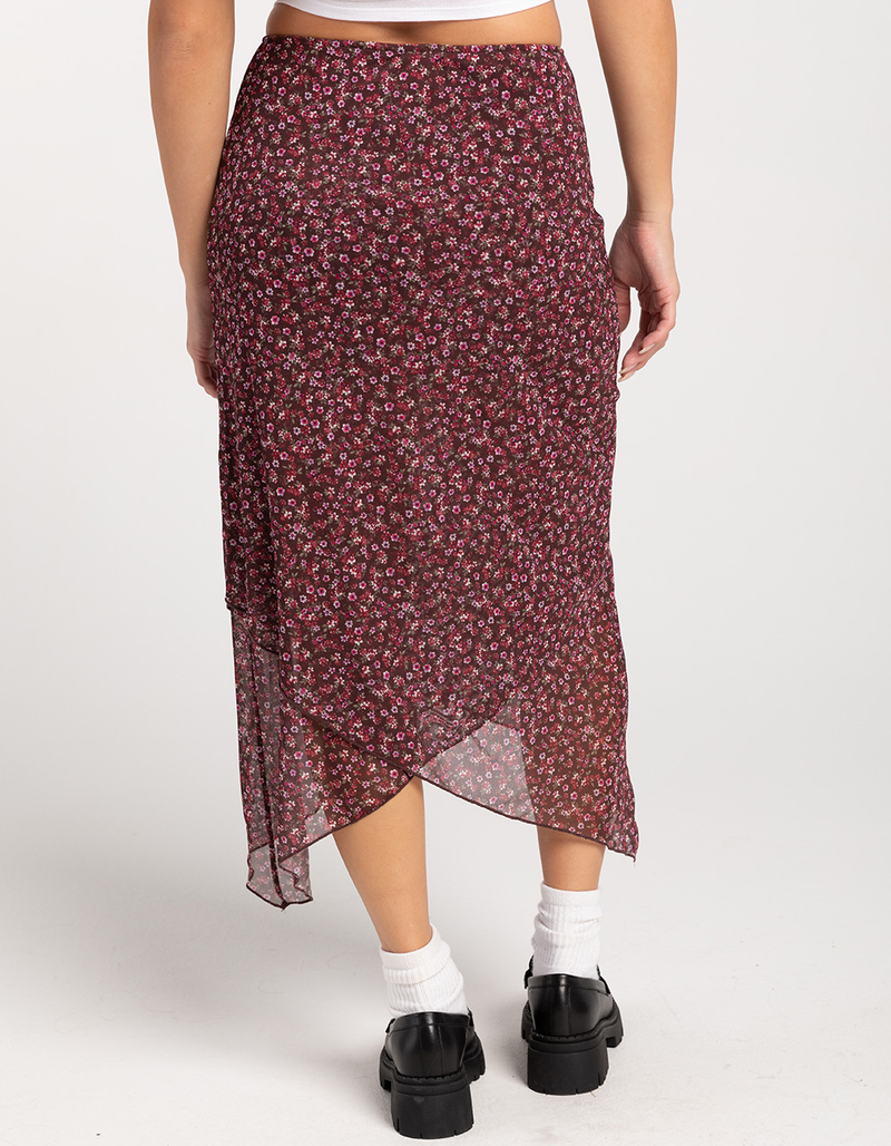 RSQ Womens Low Rise Asymmetrical Mesh Midi Skirt image number 3