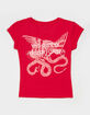 ED HARDY x MGK Cherries Rhinestone Womens Cap Sleeve Tee image number 2