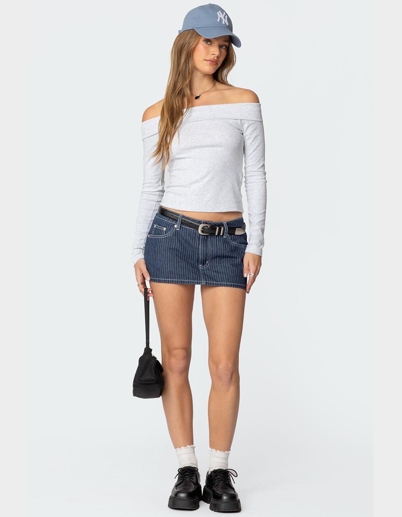 EDIKTED Neria Pinstripe Denim Micro Skort image number 1