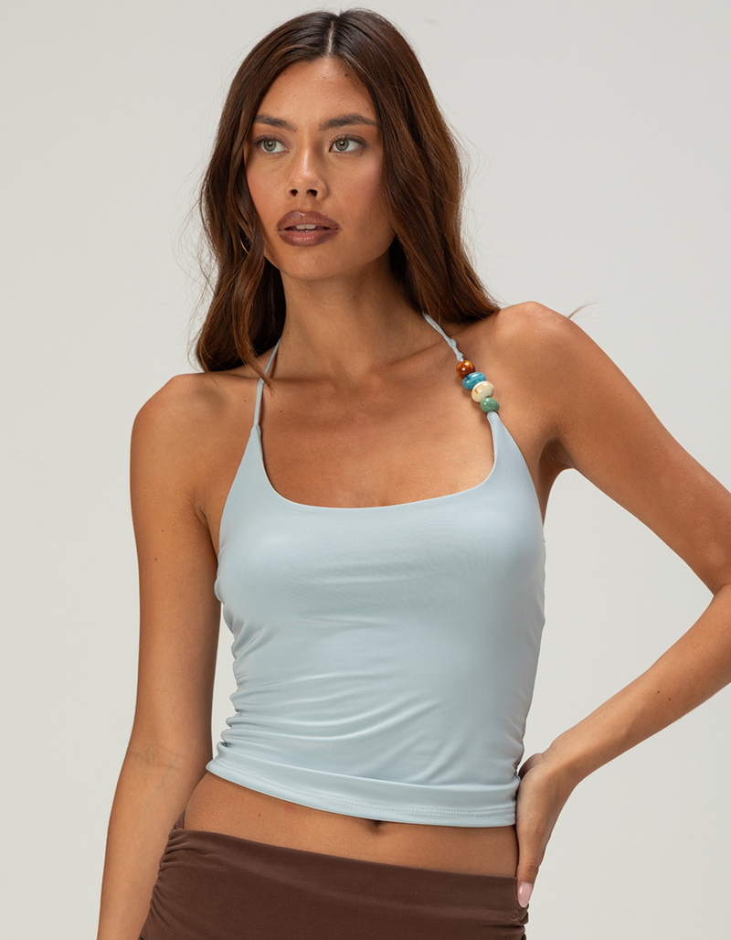 WEST OF MELROSE Beaded Womens Butter Soft Halter Top image number 0