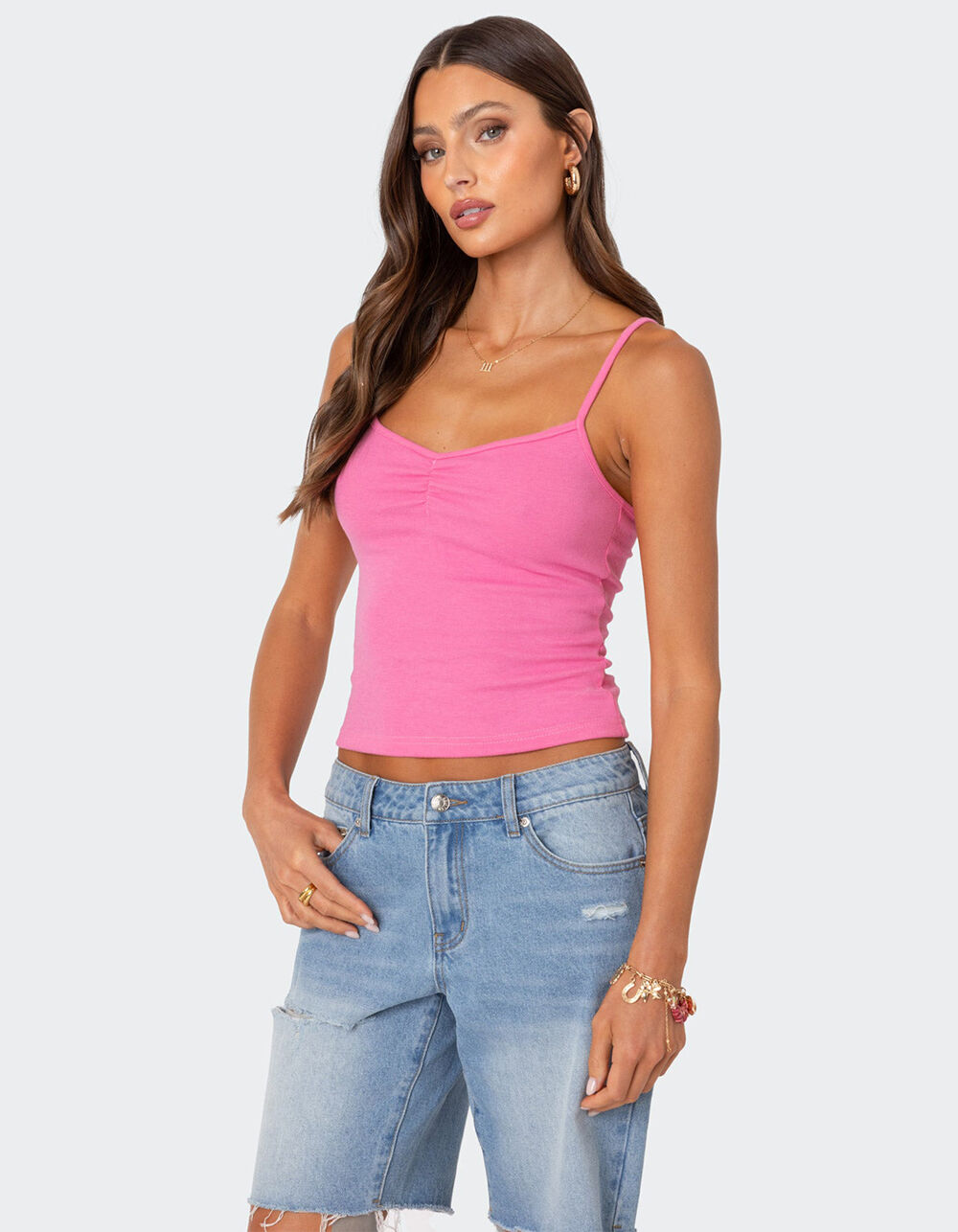 EDIKTED Makena Cinched Tank Top - PINK | Tillys