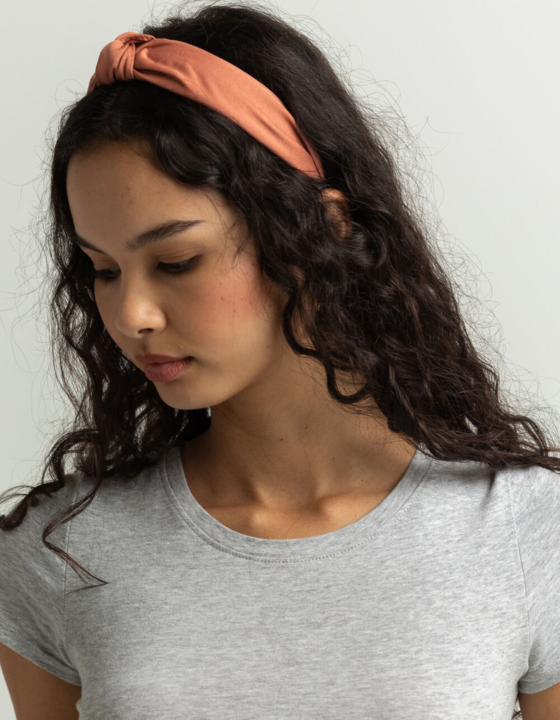 FULL TILT Solid Satin Knotted Headband image number 1