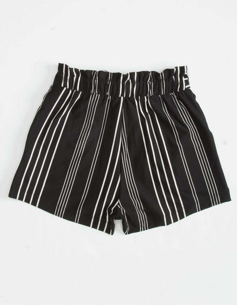 FULL CIRCLE TRENDS Self Belt Girls Black & White Shorts image number 1