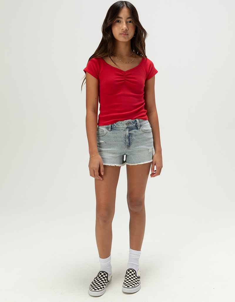 RSQ Girls Vintage High Rise Frayed Shorts image number 0
