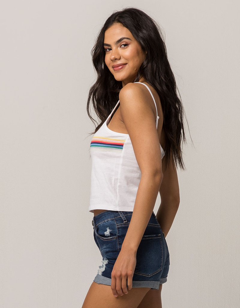 FULL TILT Stripe White Womens Tank Top image number 1