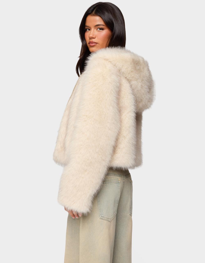 EDIKTED Beyonca Hooded Faux Fur Jacket image number 2