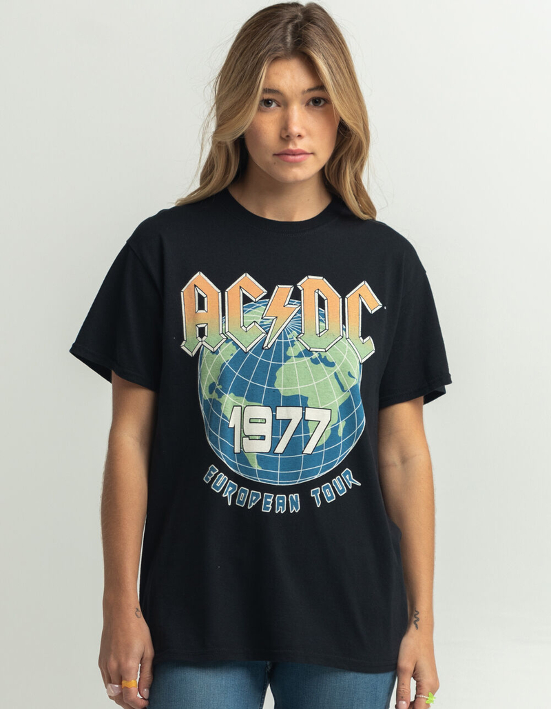 AC/DC 1977 Tour Womens Oversized Tee - BLACK - S | Tillys