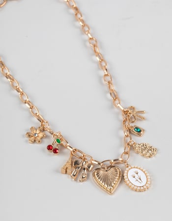FULL TILT Heart/Bow/Cherry Charm Necklace Alternative Image