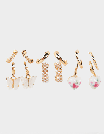 FULL TILT 6 Pack Printed Heart/Hoop Earrings Primary Image