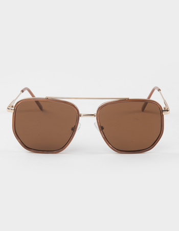 RSQ Double Bridge Square Aviator Sunglasses Alternative Image