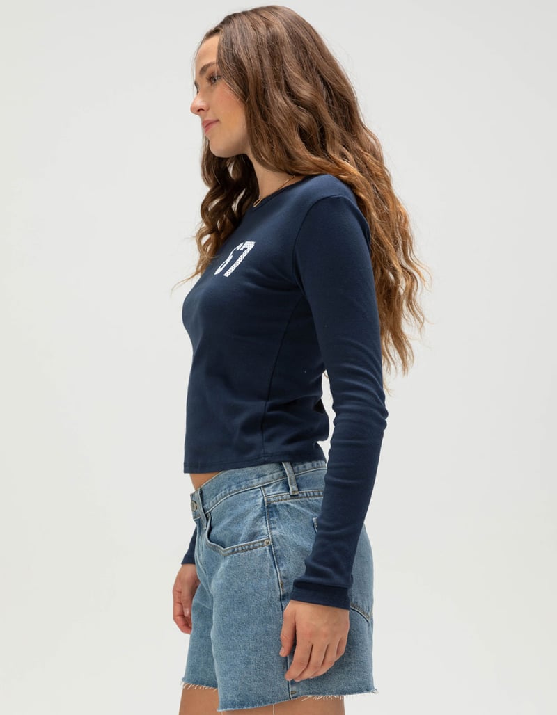 RSQ Womens 67 Dot Long Sleeve Baby Tee image number 2