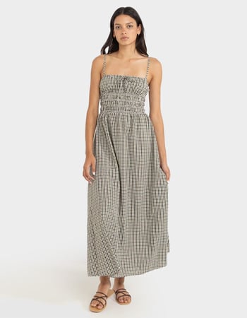 RHYTHM Antibes Womens Plaid Midi Dress Primary Image