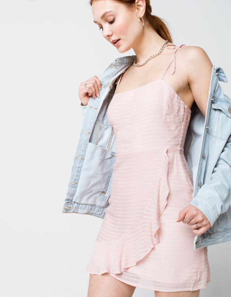 COTTON CANDY LA Textured Pink Wrap Dress image number 0