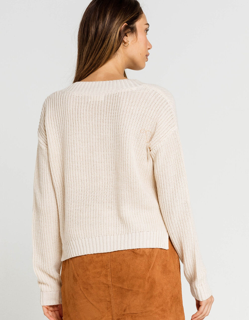 FULL TILT V Neck Womens Cream Sweater image number 2