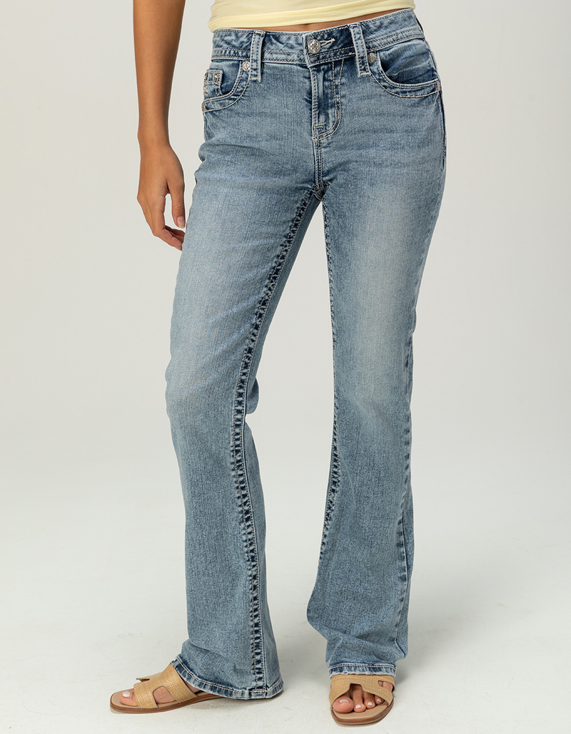 MISS ME Wing Pocket Mid Rise Womens Bootcut Jeans image number 2