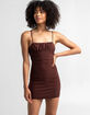 SKY AND SPARROW Brown Mesh Emma Bodycon Dress image number 1