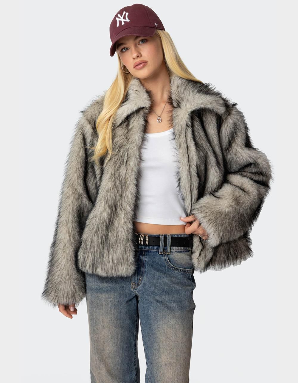 EDIKTED Mob Wife Faux Fur Jacket - BLACK | Tillys