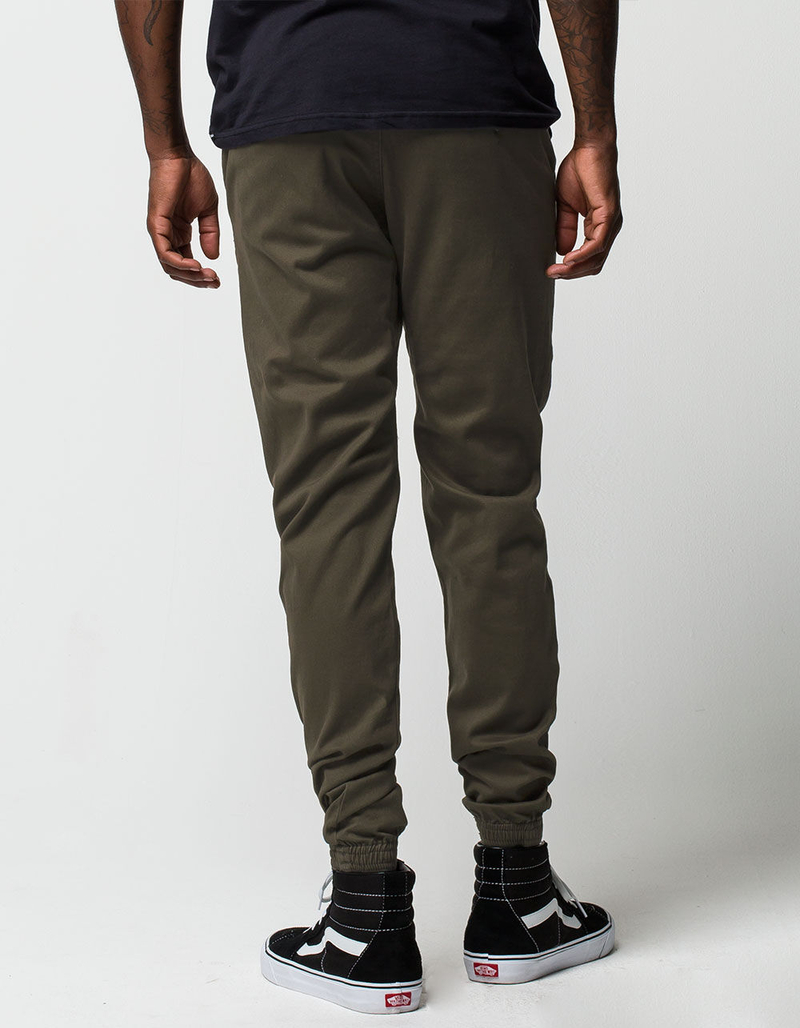 CHARLES AND A HALF Olive Mens Twill Jogger Pants image number 2