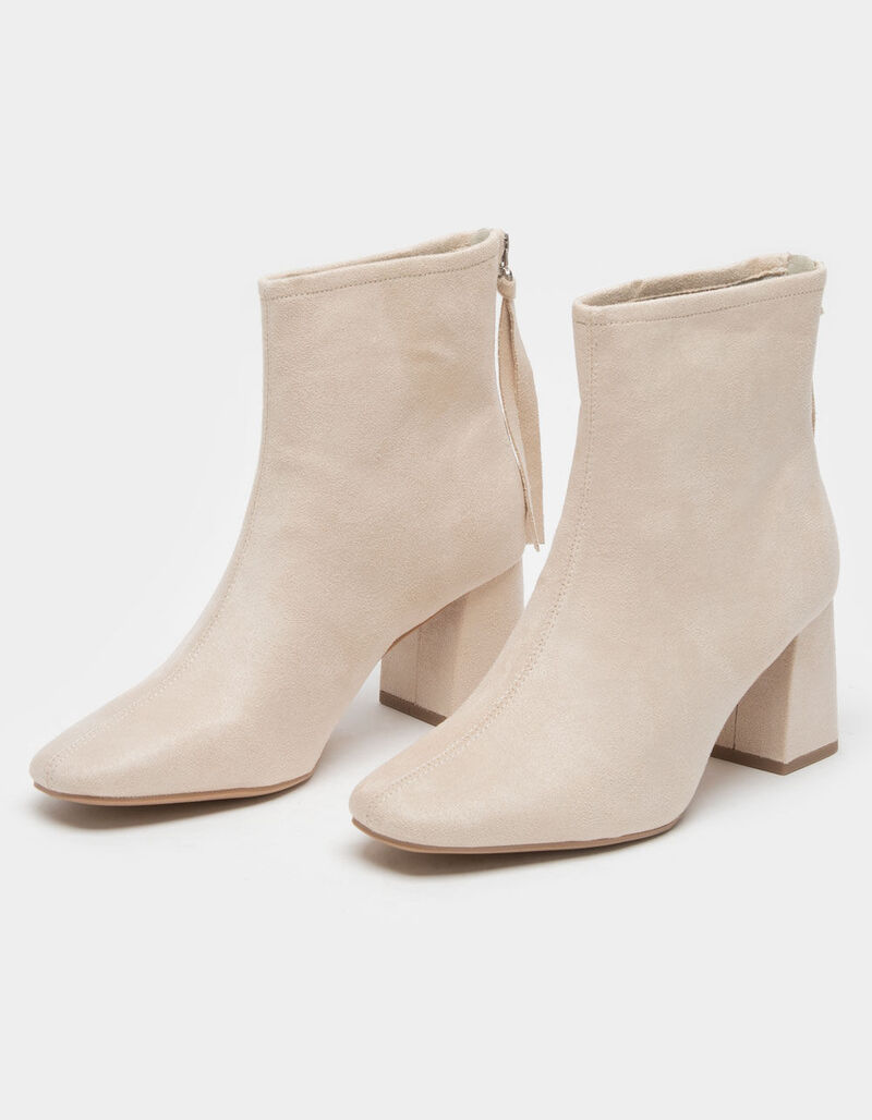 DELICIOUS Womens Ankle Block Heel Boots NUDE ZYLIA