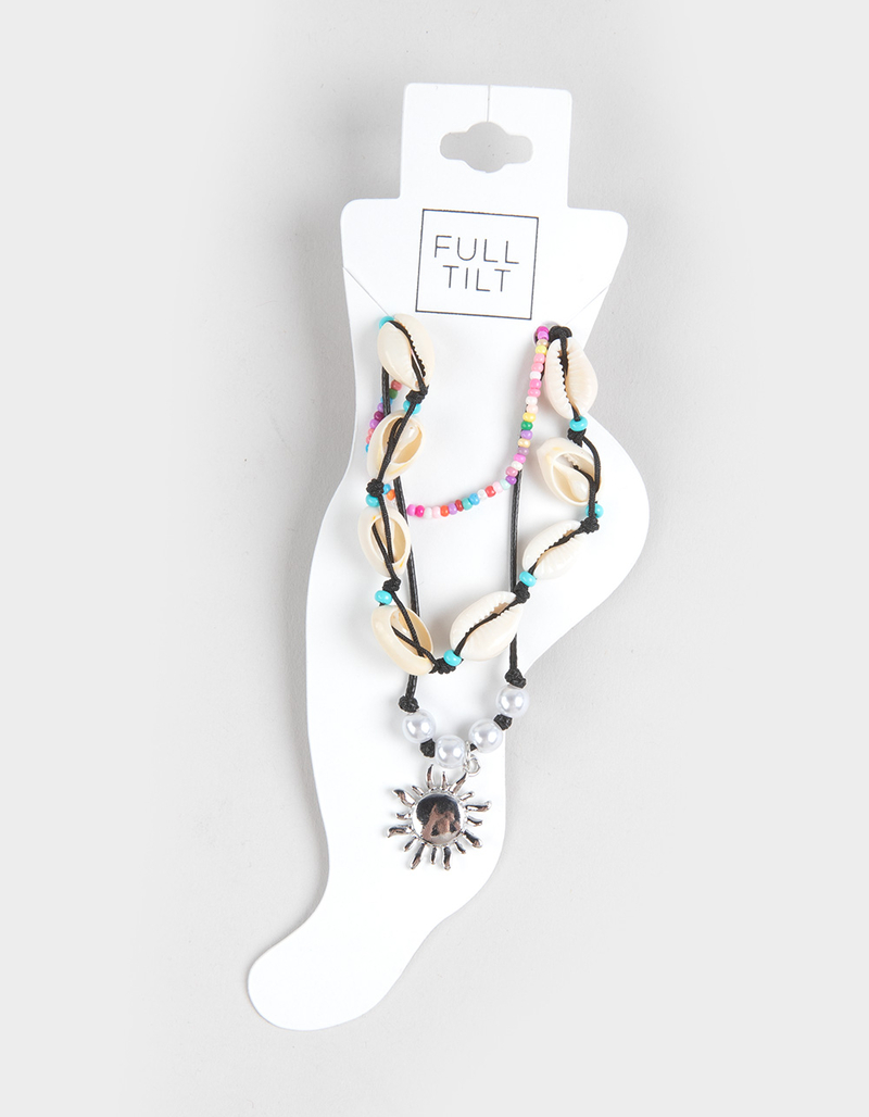 FULL TILT 3 Pack Shell/Sun/Beaded Anklets image number 0