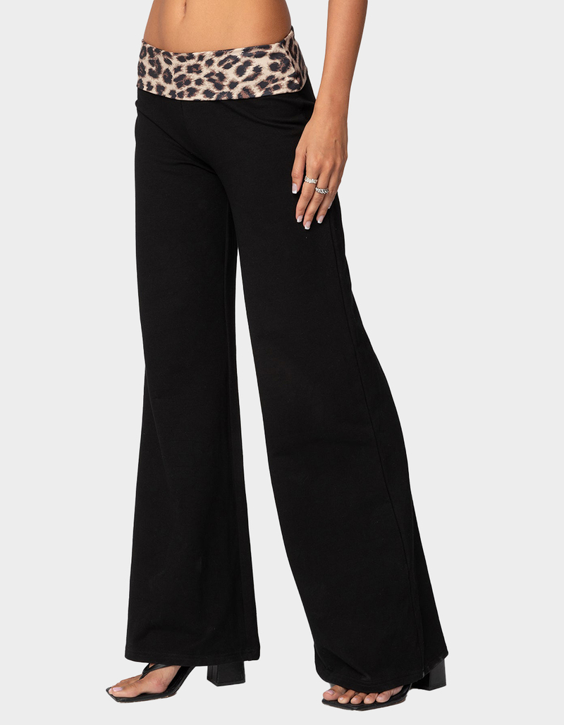EDIKTED Leopard Fold Over Pants image number 2