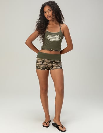 VON DUTCH Camo Womens Low Rise Micro Shorts Primary Image
