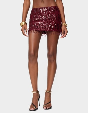 EDIKTED Dalis Fringed Sequin Mini Skirt Primary Image