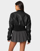 EDIKTED Cropped Faux Leather Bomber Jacket image number 5