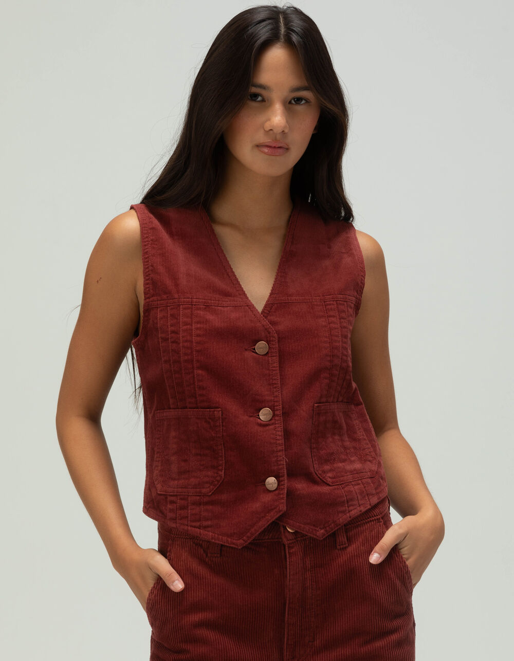 WRANGLER Femme Womens Corduroy Vest - RUST | Tillys