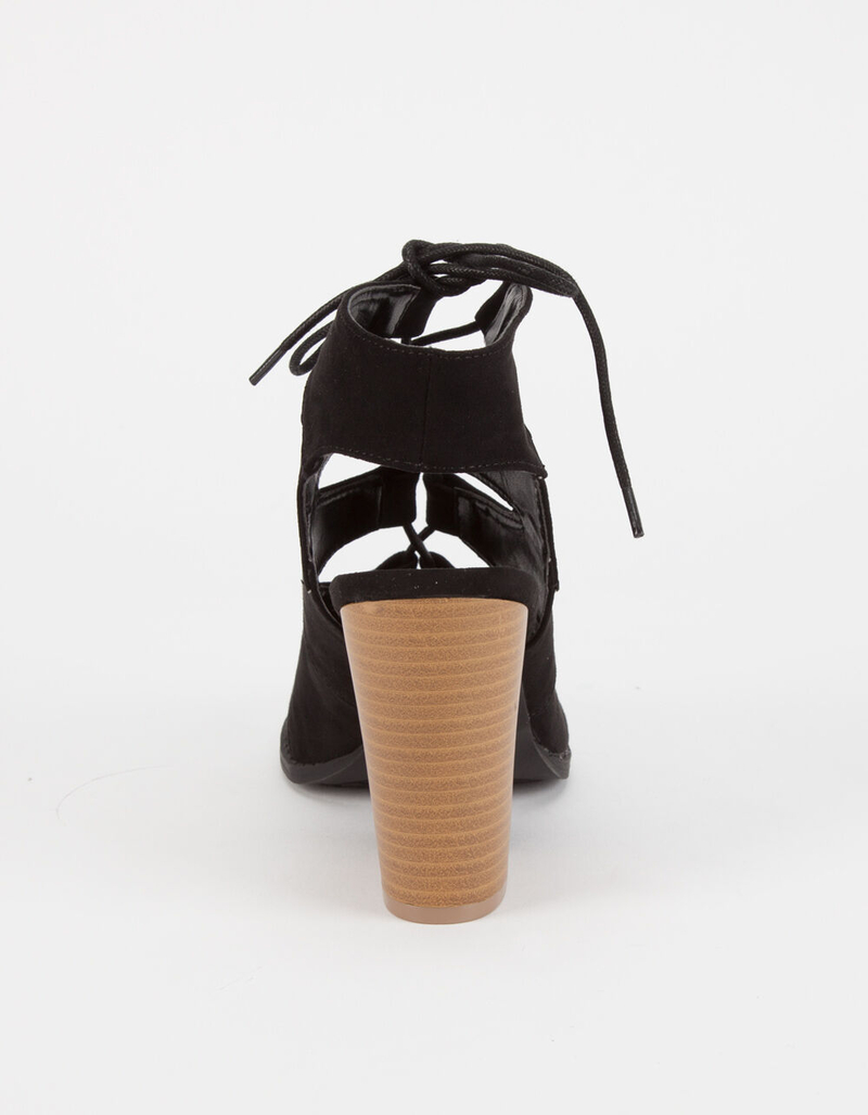 QUPID Lace Up Peep Toe Womens Booties image number 3