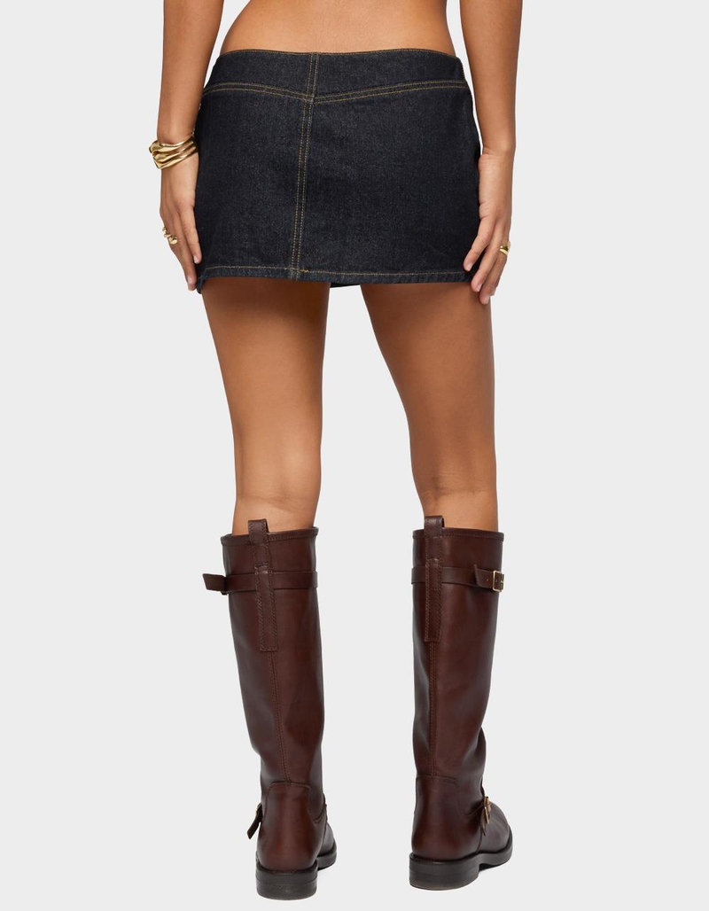 EDIKTED Leire No Waistband Denim Mini Skort image number 2