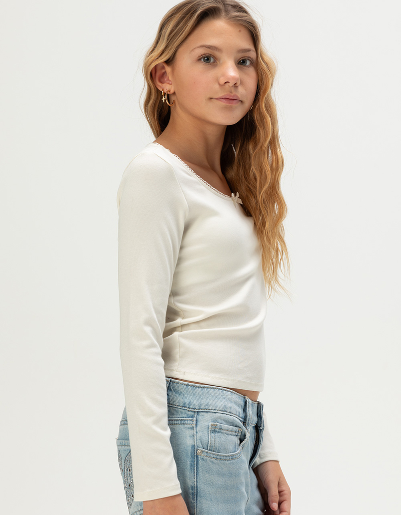 FULL TILT Bow Trim Girls Long Sleeve Tee image number 2