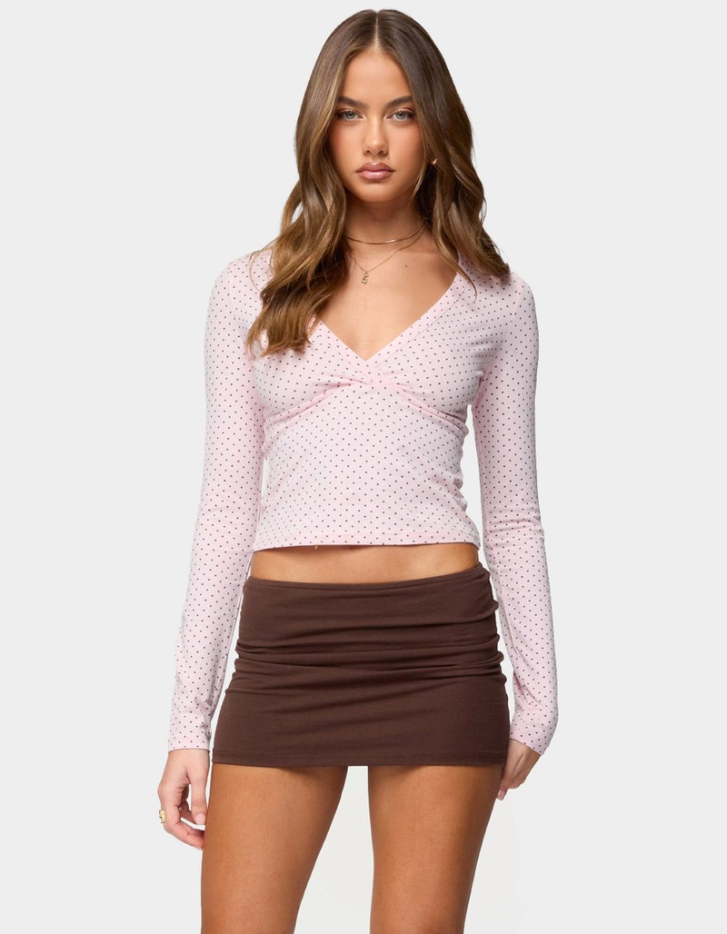 EDIKTED Kianah Polka Dot V-Neck Tee image number 0