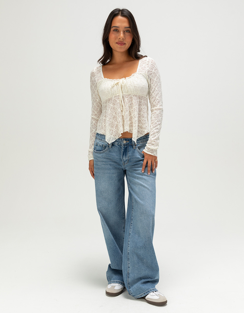 RSQ Womens Low Rise Hibiscus Baggy Jeans image number 4