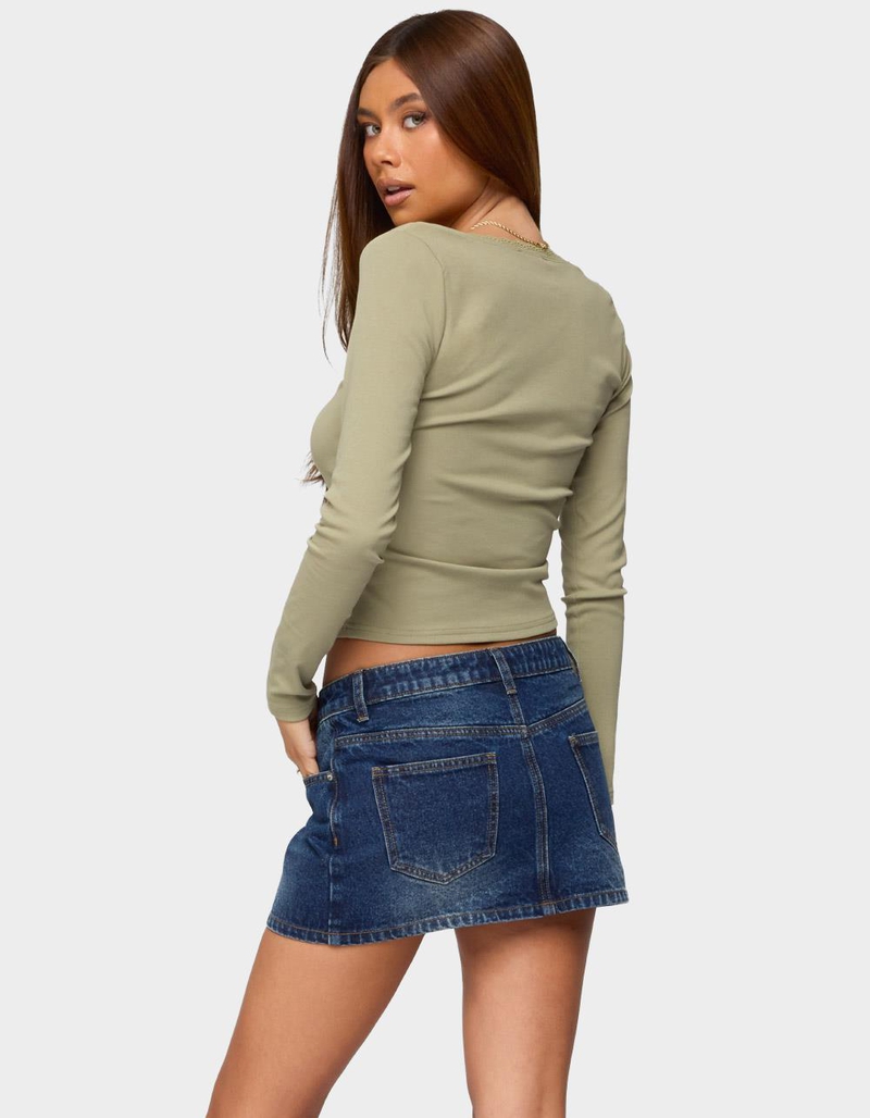 EDIKTED Mora Lace Trim Ribbed Tee image number 2