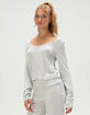 FULL TILT Brushed Lace Trim Womens Long Sleeve Top image number 3