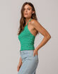 FULL TILT Ribbed Stripe Kelly Womens Halter Crop Top image number 3