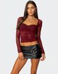 EDIKTED Tristina Ruched Mesh Bra Top image number 1