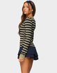 EDIKTED Rainey Striped Long Sleeve Top image number 3