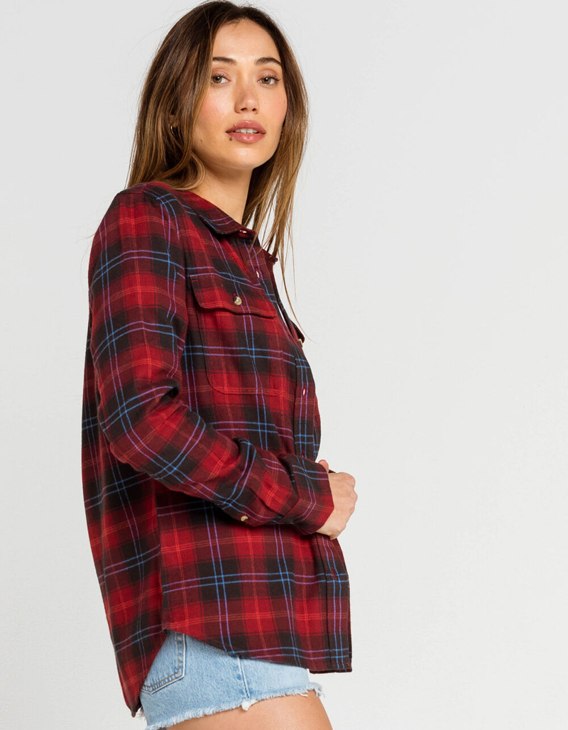 BRIXTON Bowery Womens Red Flannel Shirt image number 1