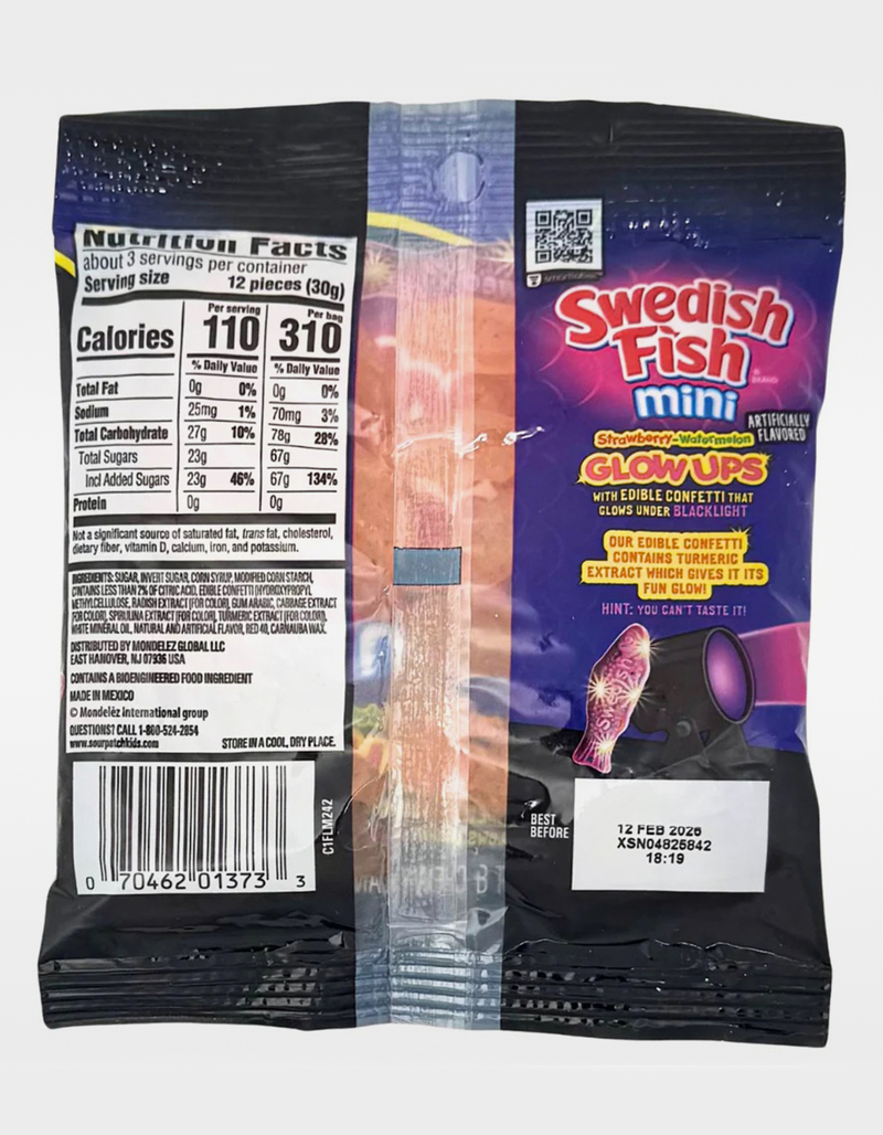 SWEDISH FISH Mini Glow Ups Gummy Candy image number 1