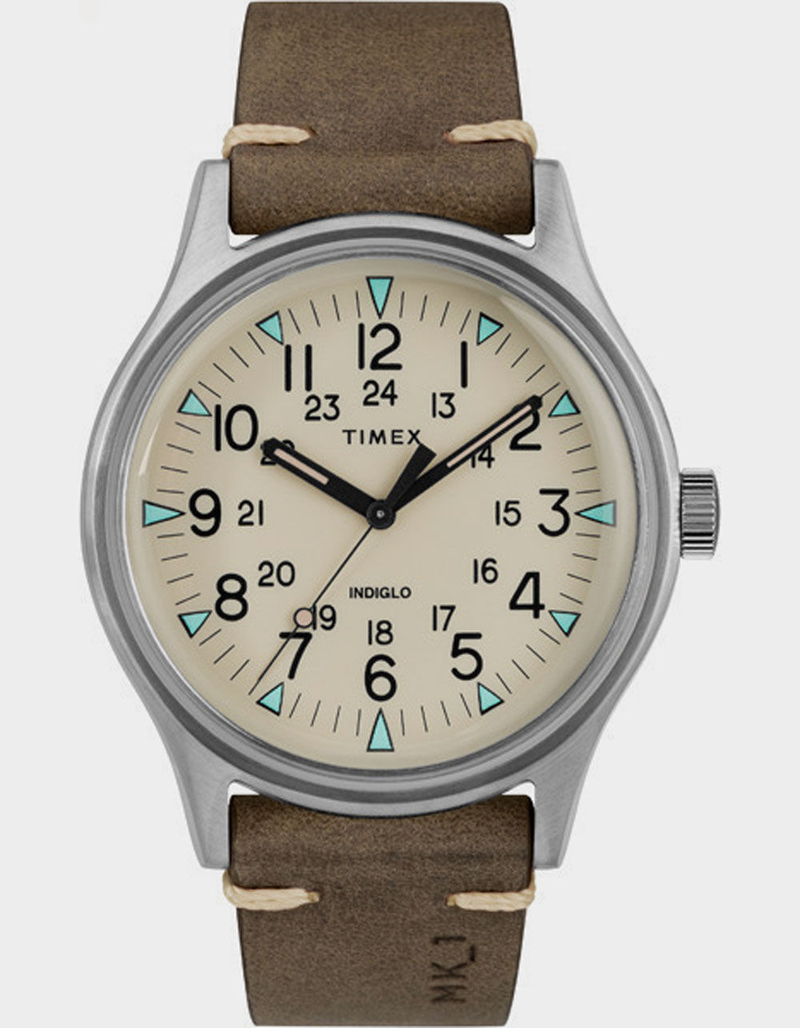 TIMEX MK1 Steel 40mm Leather Strap Silver-Tone Watch image number 0