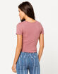 BOZZOLO Ribbed Lettuce Edge Mauve Womens Crop Tee image number 3
