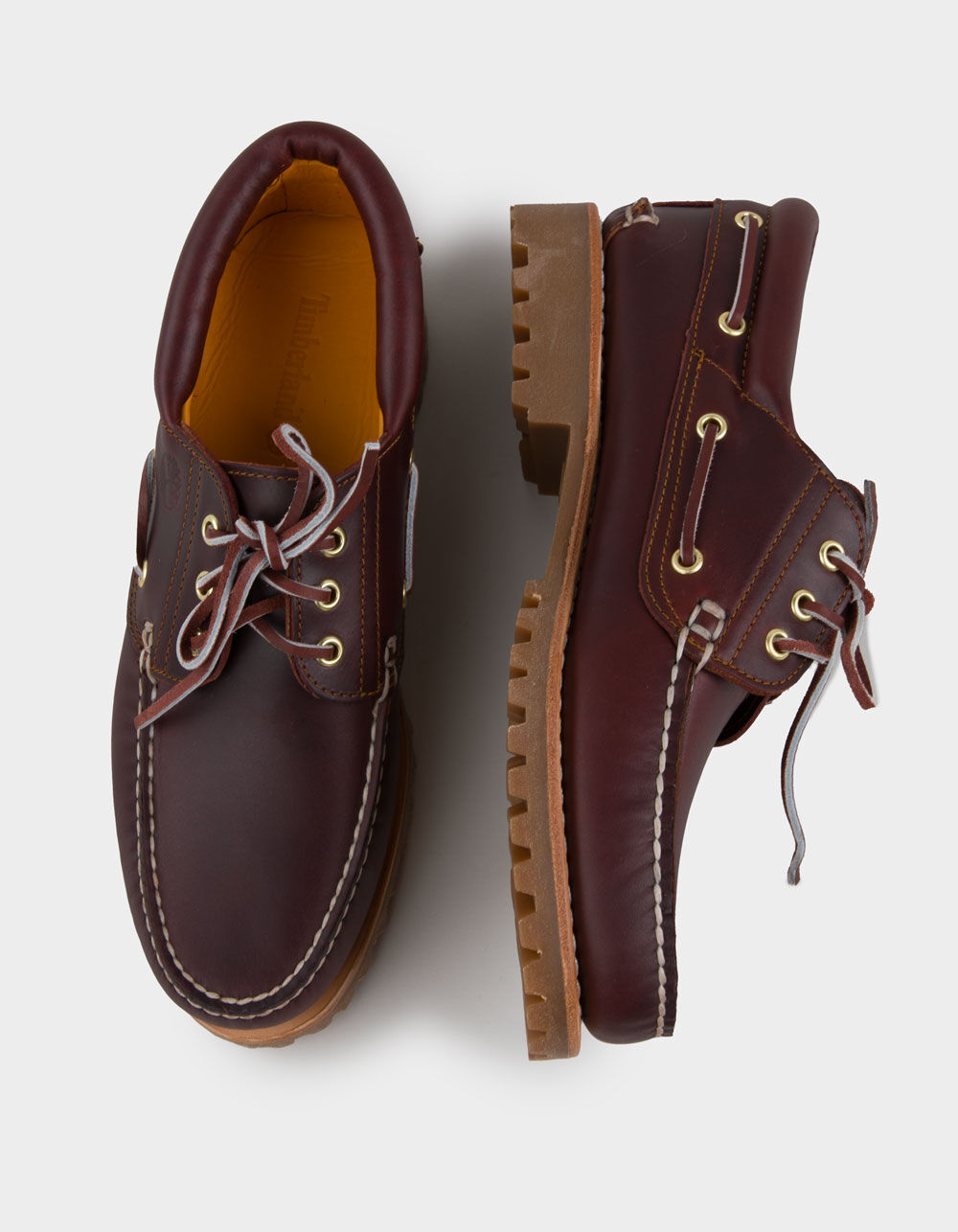 TIMBERLAND Authentics Mens 3-Eye Boat Shoes - BURGUNDY - 10 | Tillys