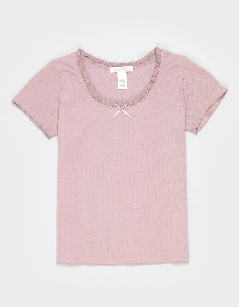 FULL TILT Crochet Trim Girls Top image number 0