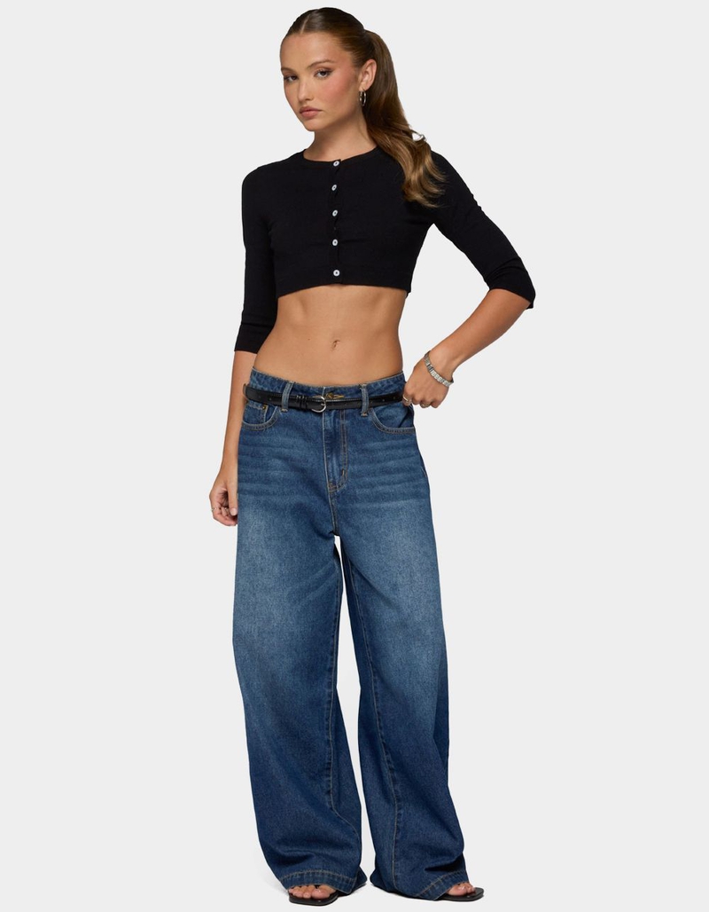 EDIKTED Gilba Button Up Knit Crop Top image number 3