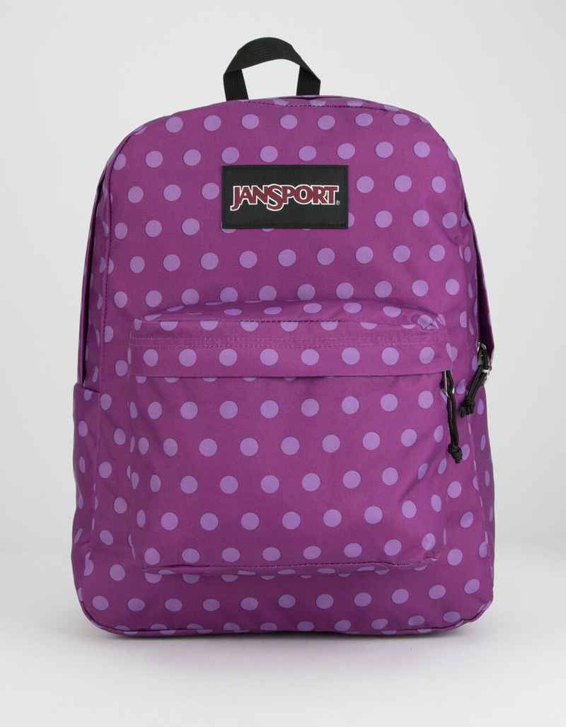 JANSPORT Black Label SuperBreak Purple Plum Polka Dot Backpack image number 0