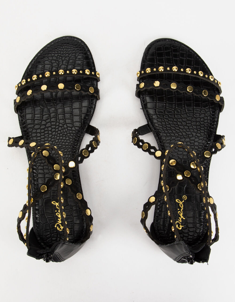 QUPID Studded Womens Black Gladiator Sandals image number 1