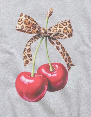 CHERRIES Leopard Bow Unisex Crewneck Sweatshirt Alternative Image